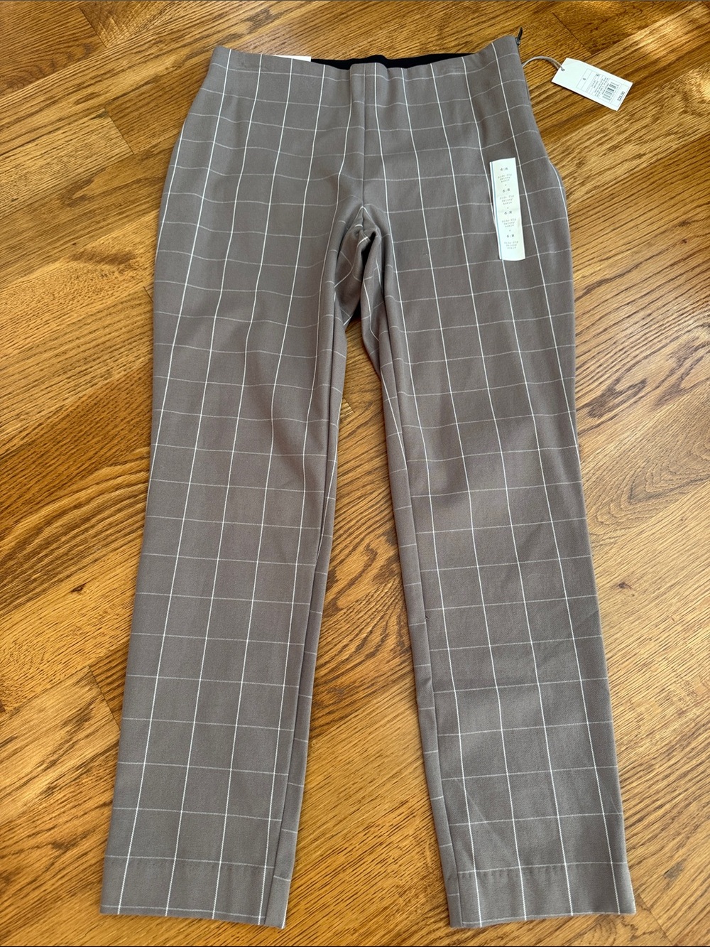 A New Day Side Zip Skinny Ankle Pants 6 Gray Windowpane Plaid NWT